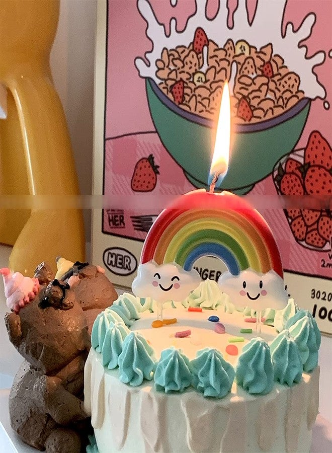 Aprildecember Cute Birthday Candle, Rainbow Cake Topper Cake Decoration Candle - Image 3